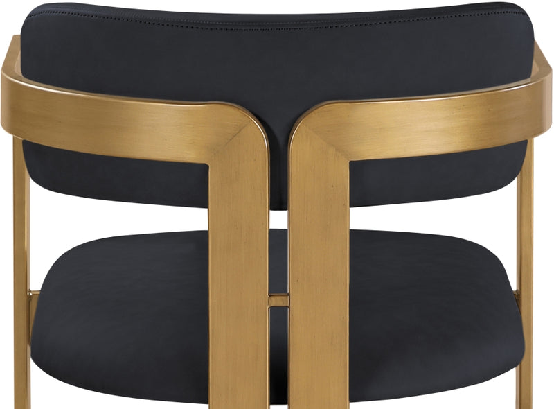 Aurum Vegan Leather Upholstered And Brushed Brass Iron Frame Dining Chair in Black, Set of 2 - 88091Black-C