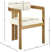 Aurum Vegan Leather Upholstered And Brushed Brass Iron Frame Dining Chair in Cream, Set of 2 - 88091Cream-C