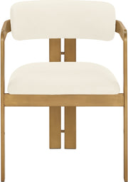 Aurum Vegan Leather Upholstered And Brushed Brass Iron Frame Dining Chair in Cream, Set of 2 - 88091Cream-C