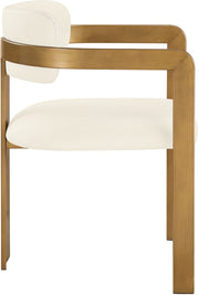 Aurum Vegan Leather Upholstered And Brushed Brass Iron Frame Dining Chair in Cream, Set of 2 - 88091Cream-C