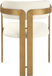Aurum Vegan Leather Upholstered And Brushed Brass Iron Frame Dining Chair in Cream, Set of 2 - 88091Cream-C