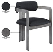 Aurum Vegan Leather Upholstered And Brushed Silver Iron Frame Dining Chair in Black, Set of 2 - 88092Black-C