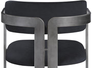 Aurum Vegan Leather Upholstered And Brushed Silver Iron Frame Dining Chair in Black, Set of 2 - 88092Black-C