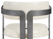 Aurum Vegan Leather Upholstered And Brushed Silver Iron Frame Dining Chair in Cream, Set of 2 - 88092Cream-C