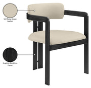 Aurum Vegan Leather Upholstered And Matte Black Iron Frame Dining Chair in Beige, Set of 2 - 88093Beige-C