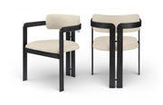 Aurum Vegan Leather Upholstered And Matte Black Iron Frame Dining Chair in Beige, Set of 2 - 88093Beige-C