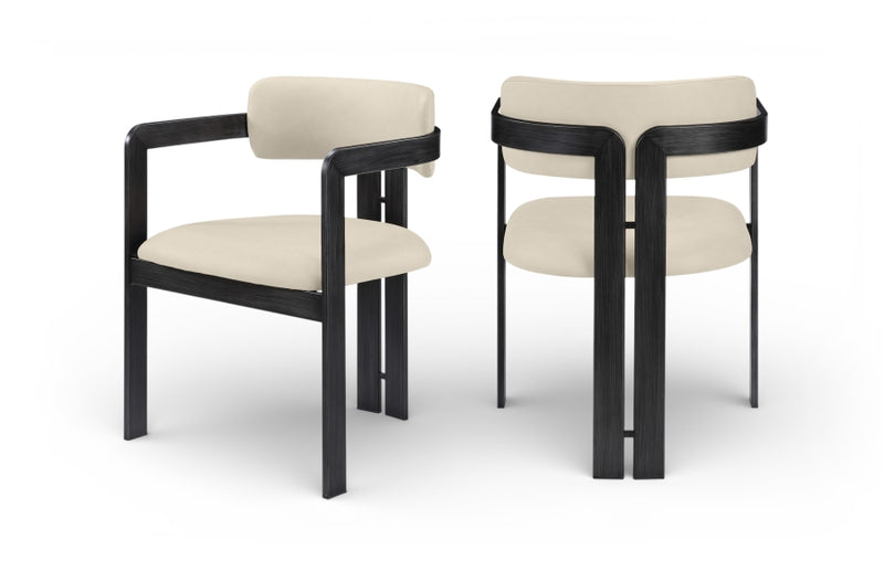 Aurum Vegan Leather Upholstered And Matte Black Iron Frame Dining Chair in Beige, Set of 2 - 88093Beige-C