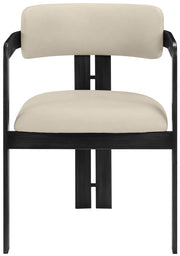 Aurum Vegan Leather Upholstered And Matte Black Iron Frame Dining Chair in Beige, Set of 2 - 88093Beige-C