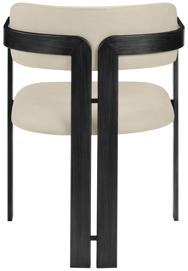 Aurum Vegan Leather Upholstered And Matte Black Iron Frame Dining Chair in Beige, Set of 2 - 88093Beige-C