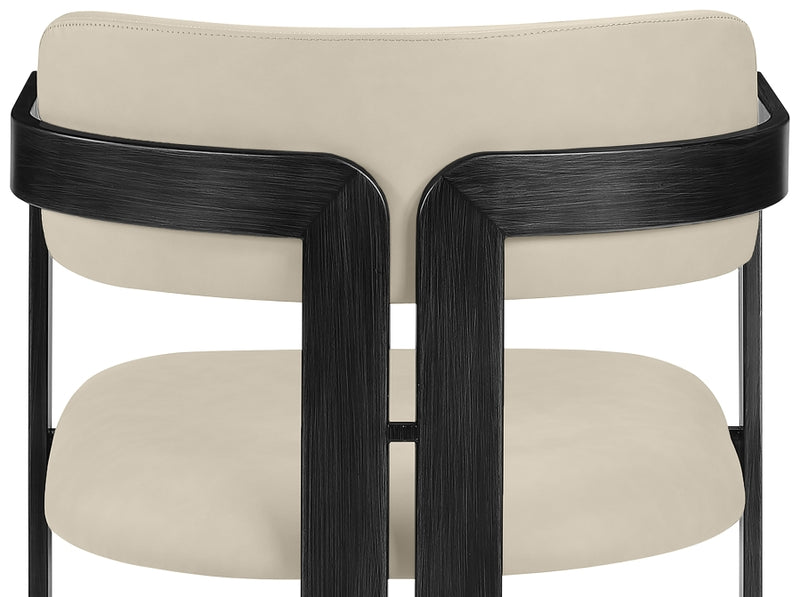 Aurum Vegan Leather Upholstered And Matte Black Iron Frame Dining Chair in Beige, Set of 2 - 88093Beige-C