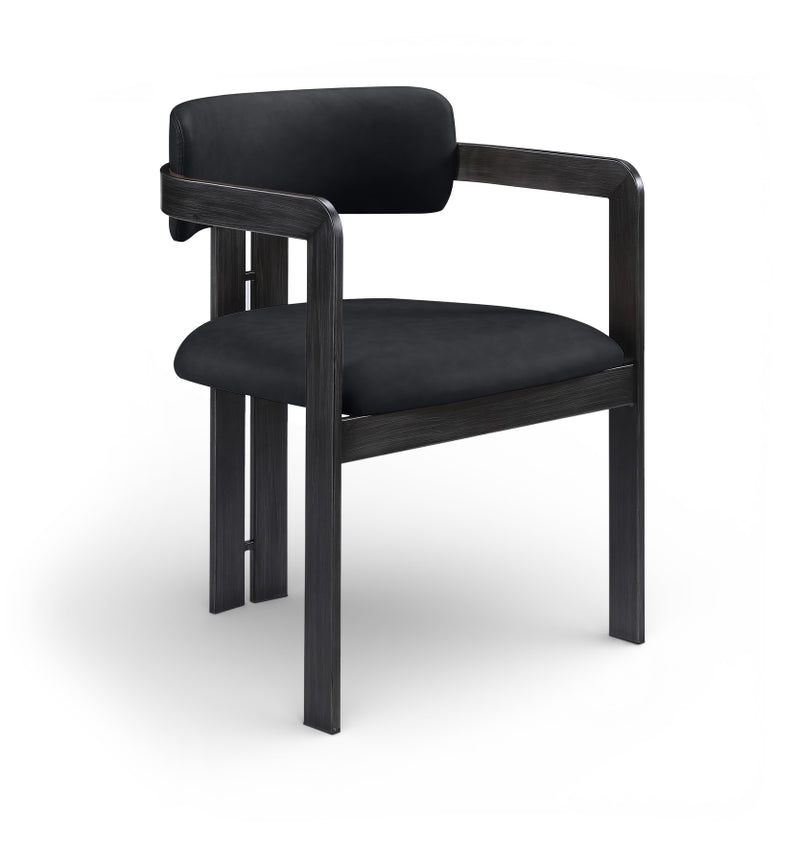 Aurum Vegan Leather Upholstered And Matte Black Iron Frame Dining Chair in Black, Set of 2 - 88093Black-C