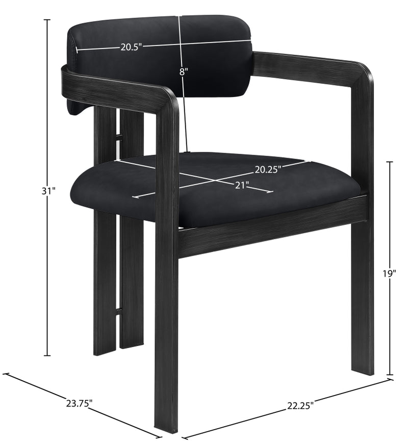 Aurum Vegan Leather Upholstered And Matte Black Iron Frame Dining Chair in Black, Set of 2 - 88093Black-C