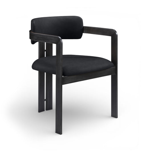 Aurum Vegan Leather Upholstered And Matte Black Iron Frame Dining Chair in Black, Set of 2 - 88093Black-C