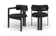 Aurum Vegan Leather Upholstered And Matte Black Iron Frame Dining Chair in Black, Set of 2 - 88093Black-C