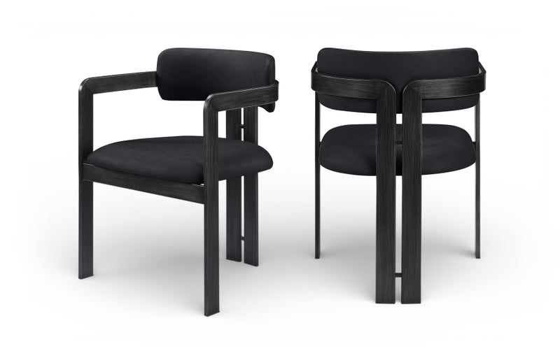 Aurum Vegan Leather Upholstered And Matte Black Iron Frame Dining Chair in Black, Set of 2 - 88093Black-C