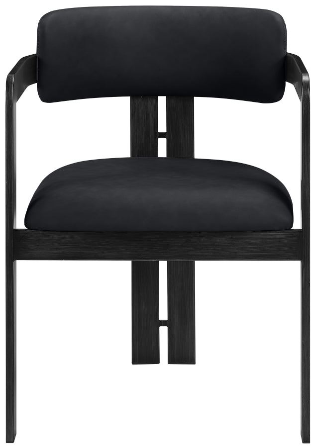 Aurum Vegan Leather Upholstered And Matte Black Iron Frame Dining Chair in Black, Set of 2 - 88093Black-C