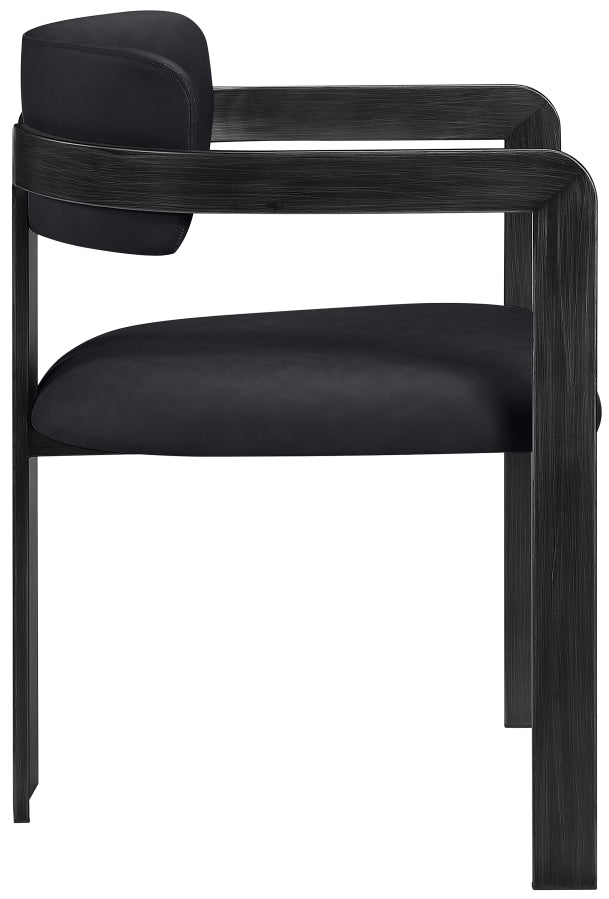 Aurum Vegan Leather Upholstered And Matte Black Iron Frame Dining Chair in Black, Set of 2 - 88093Black-C