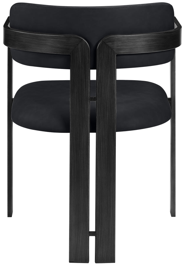 Aurum Vegan Leather Upholstered And Matte Black Iron Frame Dining Chair in Black, Set of 2 - 88093Black-C
