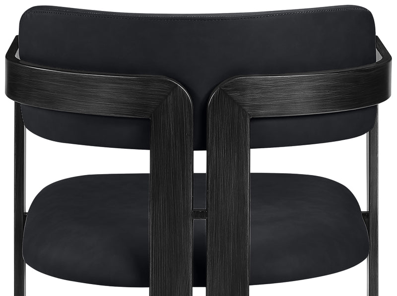 Aurum Vegan Leather Upholstered And Matte Black Iron Frame Dining Chair in Black, Set of 2 - 88093Black-C