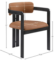 Aurum Vegan Leather Upholstered And Matte Black Iron Frame Dining Chair in Cognac, Set of 2 - 88093Cognac-C