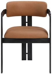 Aurum Vegan Leather Upholstered And Matte Black Iron Frame Dining Chair in Cognac, Set of 2 - 88093Cognac-C