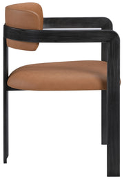 Aurum Vegan Leather Upholstered And Matte Black Iron Frame Dining Chair in Cognac, Set of 2 - 88093Cognac-C