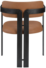 Aurum Vegan Leather Upholstered And Matte Black Iron Frame Dining Chair in Cognac, Set of 2 - 88093Cognac-C
