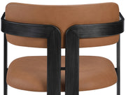 Aurum Vegan Leather Upholstered And Matte Black Iron Frame Dining Chair in Cognac, Set of 2 - 88093Cognac-C