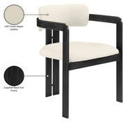 Aurum Vegan Leather Upholstered And Matte Black Iron Frame Dining Chair in Cream, Set of 2 - 88093Cream-C