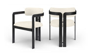 Aurum Vegan Leather Upholstered And Matte Black Iron Frame Dining Chair in Cream, Set of 2 - 88093Cream-C