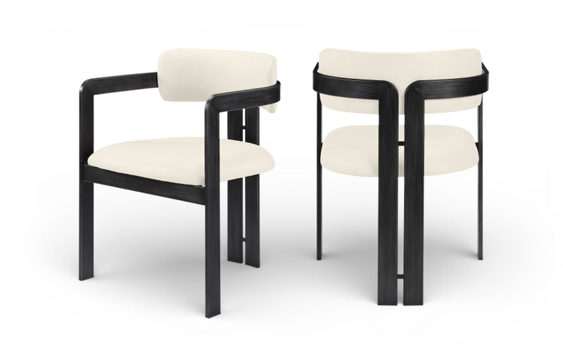 Aurum Vegan Leather Upholstered And Matte Black Iron Frame Dining Chair in Cream, Set of 2 - 88093Cream-C