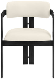 Aurum Vegan Leather Upholstered And Matte Black Iron Frame Dining Chair in Cream, Set of 2 - 88093Cream-C