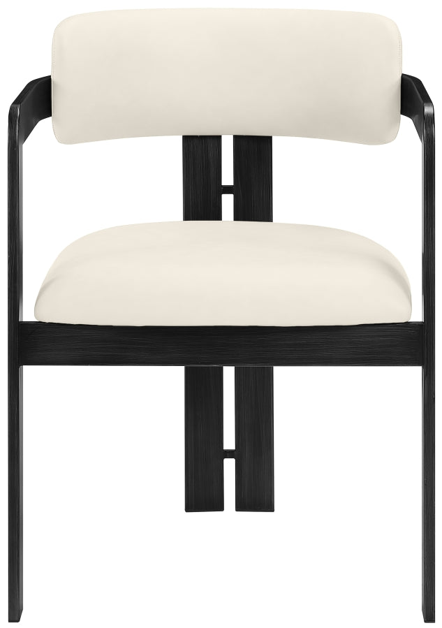 Aurum Vegan Leather Upholstered And Matte Black Iron Frame Dining Chair in Cream, Set of 2 - 88093Cream-C