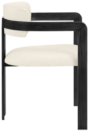 Aurum Vegan Leather Upholstered And Matte Black Iron Frame Dining Chair in Cream, Set of 2 - 88093Cream-C