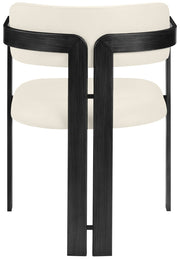 Aurum Vegan Leather Upholstered And Matte Black Iron Frame Dining Chair in Cream, Set of 2 - 88093Cream-C