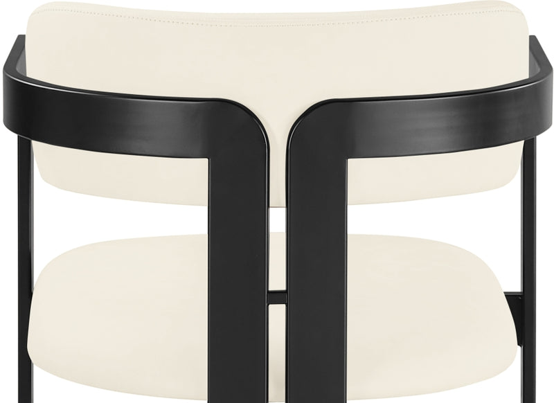 Aurum Vegan Leather Upholstered And Matte Black Iron Frame Dining Chair in Cream, Set of 2 - 88093Cream-C