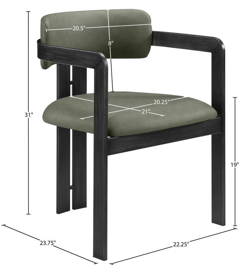 Aurum Vegan Leather Upholstered And Matte Black Iron Frame Dining Chair in Green, Set of 2 - 88093Green-C