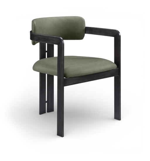 Aurum Vegan Leather Upholstered And Matte Black Iron Frame Dining Chair in Green, Set of 2 - 88093Green-C