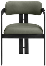 Aurum Vegan Leather Upholstered And Matte Black Iron Frame Dining Chair in Green, Set of 2 - 88093Green-C