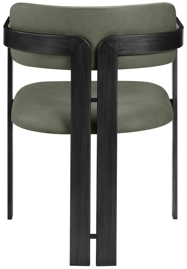 Aurum Vegan Leather Upholstered And Matte Black Iron Frame Dining Chair in Green, Set of 2 - 88093Green-C