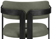 Aurum Vegan Leather Upholstered And Matte Black Iron Frame Dining Chair in Green, Set of 2 - 88093Green-C