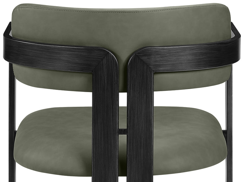 Aurum Vegan Leather Upholstered And Matte Black Iron Frame Dining Chair in Green, Set of 2 - 88093Green-C