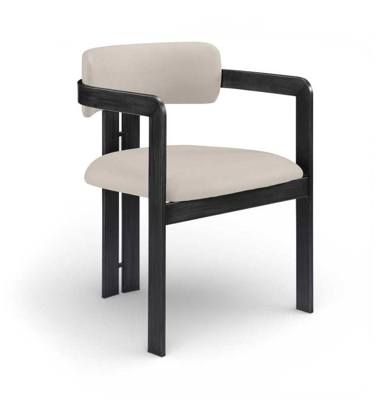 Aurum Vegan Leather Upholstered And Matte Black Iron Frame Dining Chair in Taupe, Set of 2 - 88093Taupe-C