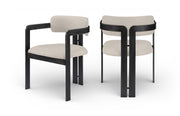 Aurum Vegan Leather Upholstered And Matte Black Iron Frame Dining Chair in Taupe, Set of 2 - 88093Taupe-C