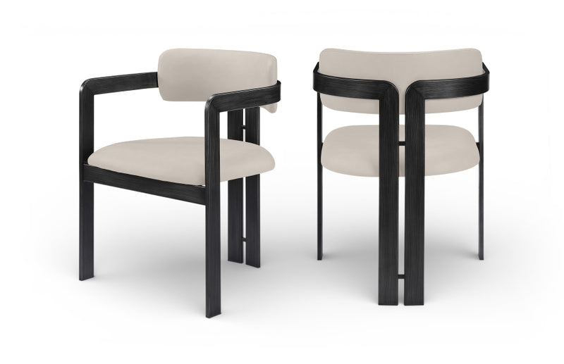 Aurum Vegan Leather Upholstered And Matte Black Iron Frame Dining Chair in Taupe, Set of 2 - 88093Taupe-C