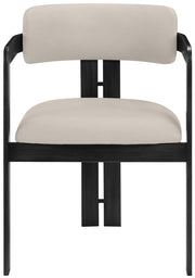 Aurum Vegan Leather Upholstered And Matte Black Iron Frame Dining Chair in Taupe, Set of 2 - 88093Taupe-C