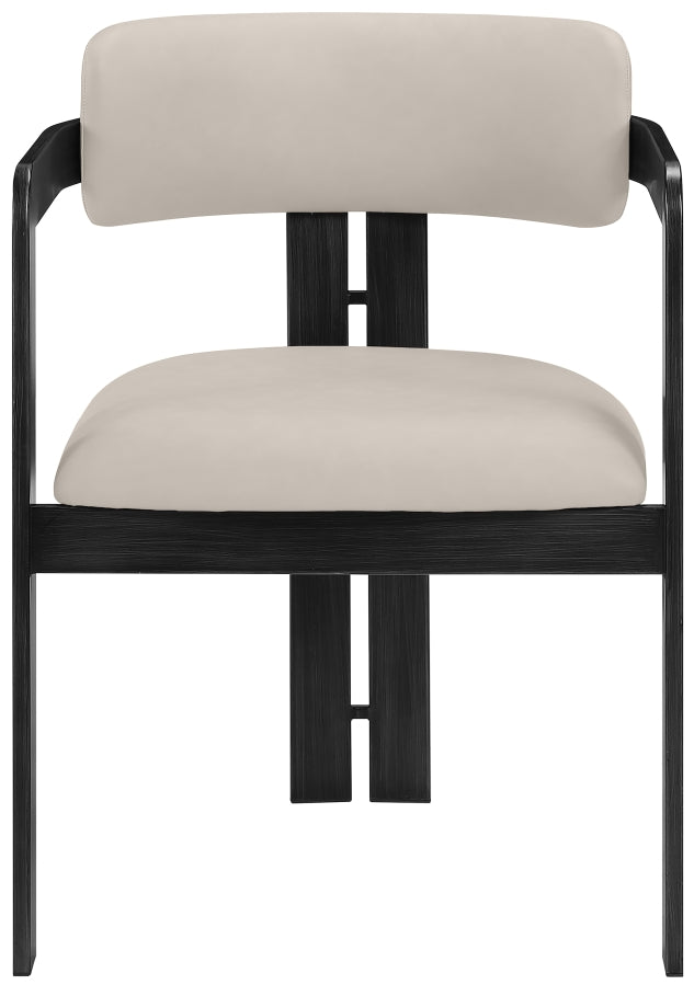 Aurum Vegan Leather Upholstered And Matte Black Iron Frame Dining Chair in Taupe, Set of 2 - 88093Taupe-C
