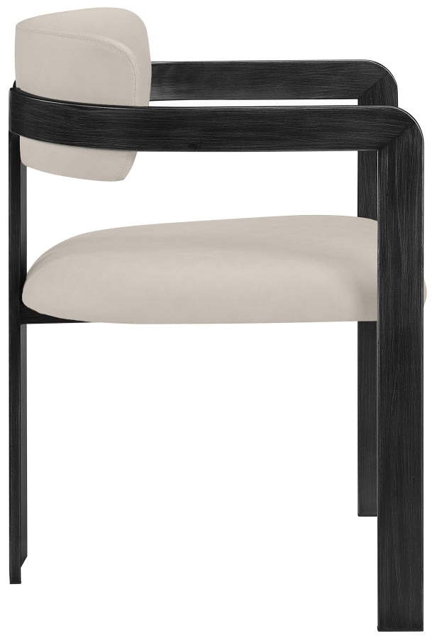 Aurum Vegan Leather Upholstered And Matte Black Iron Frame Dining Chair in Taupe, Set of 2 - 88093Taupe-C