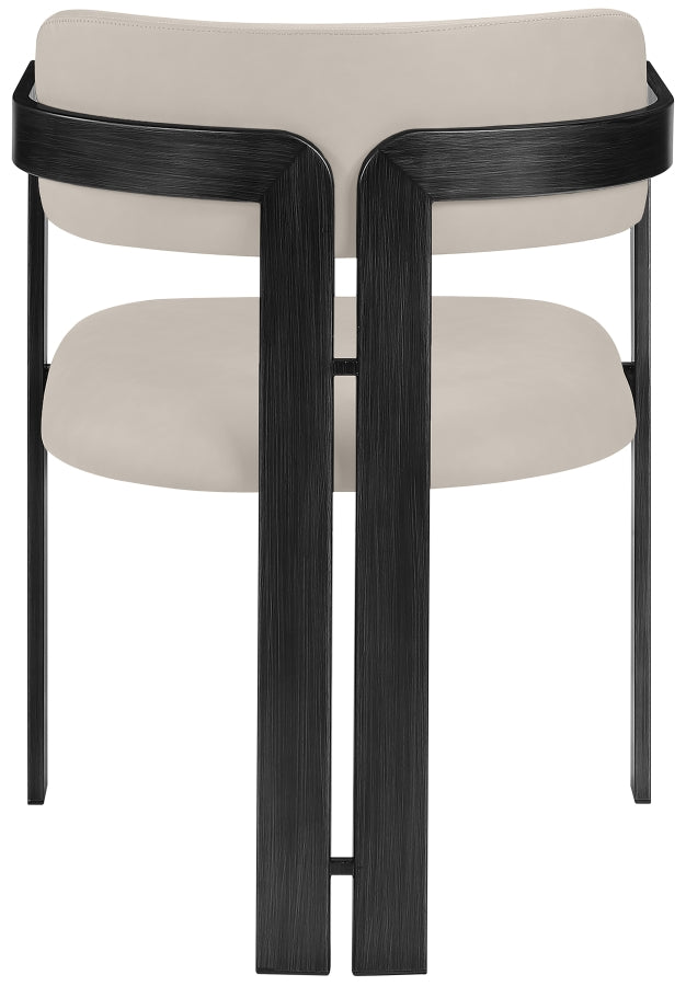 Aurum Vegan Leather Upholstered And Matte Black Iron Frame Dining Chair in Taupe, Set of 2 - 88093Taupe-C