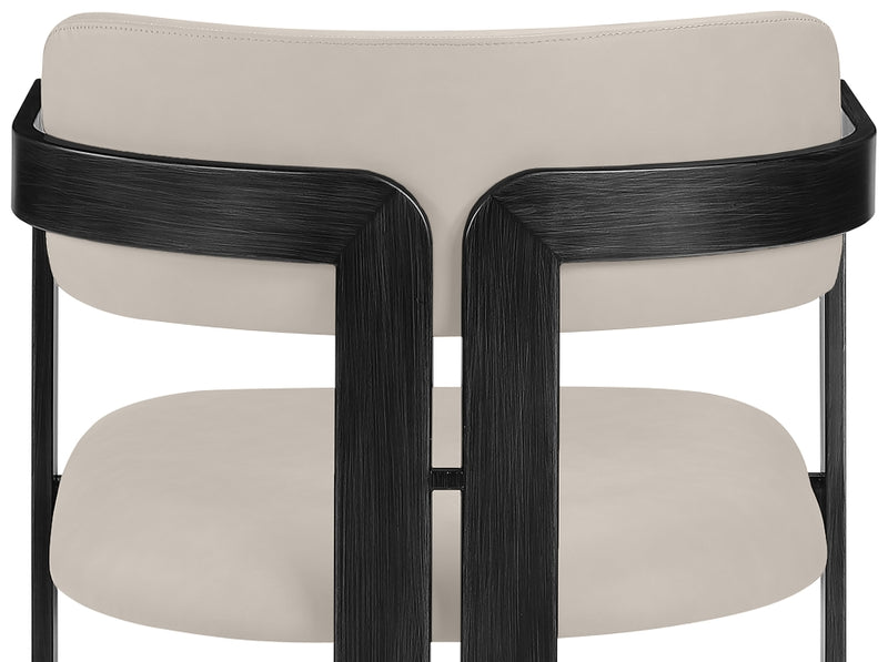 Aurum Vegan Leather Upholstered And Matte Black Iron Frame Dining Chair in Taupe, Set of 2 - 88093Taupe-C